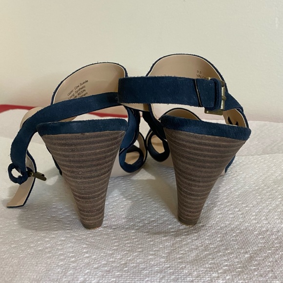 Sole Society Valor Ink Navy suede leather stacked sandal 9.5 - Picture 3 of 9